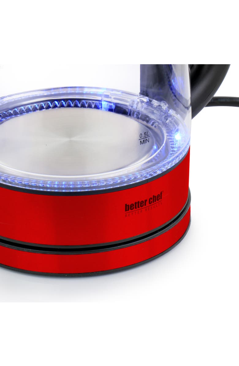 Better Chef 1.7 Liter 360 Degree Glass Cordless Electric Kettle, Alternate, color, Red