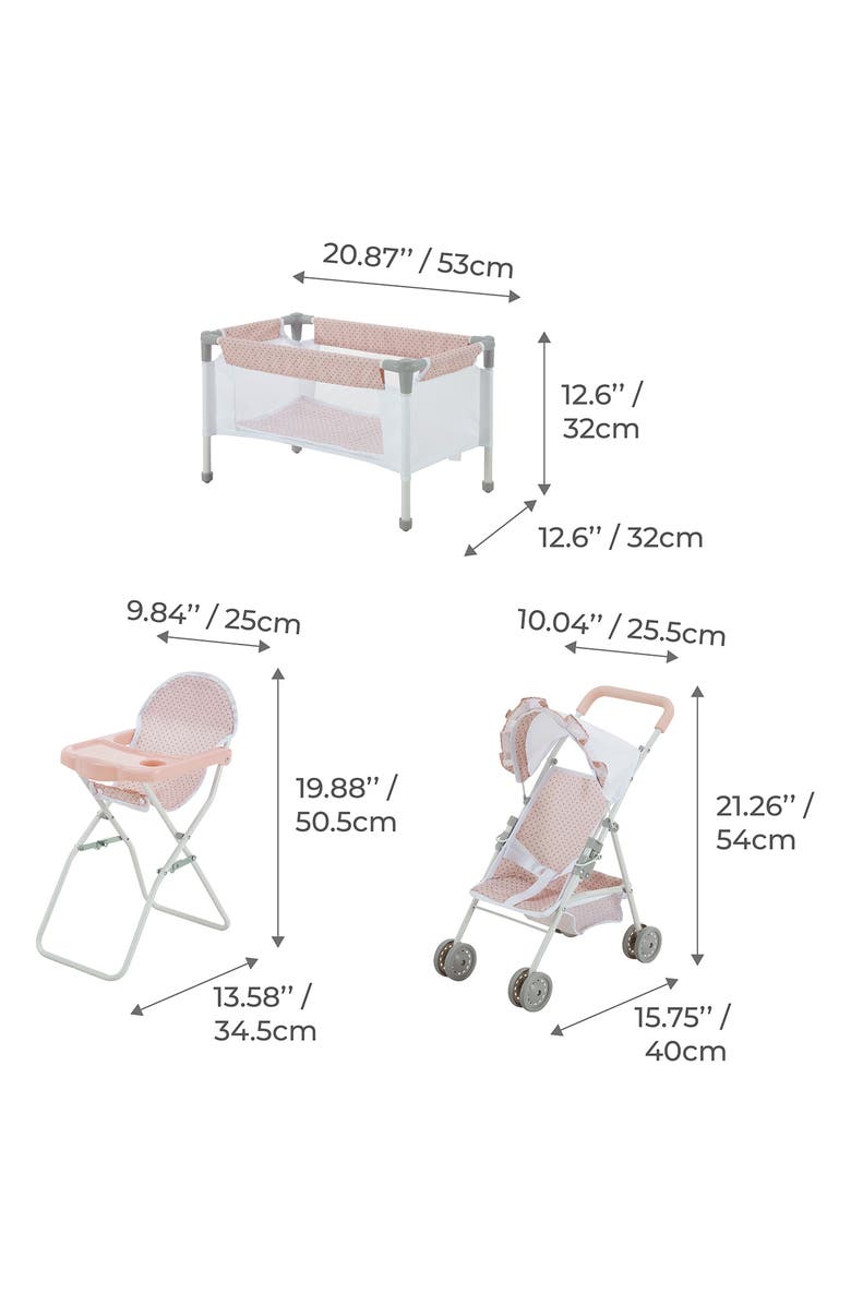 Teamson Kids Olivia's Little World Polka Dots Princess 3-in-1 Baby Doll Nursery Set, Alternate, color, Pink