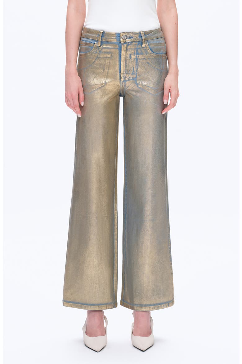 Metallic High Waist Wide Leg Jeans, Main, color, GOLDEN