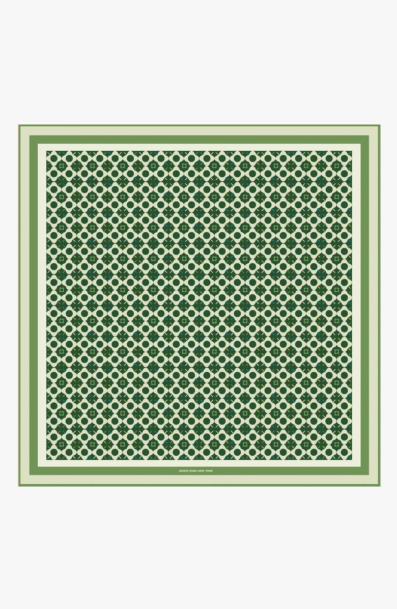 Jessie Zhao New York Double Sided Silk Scarf Of Polka Dot Bloom - Brown, Alternate, color, Brown