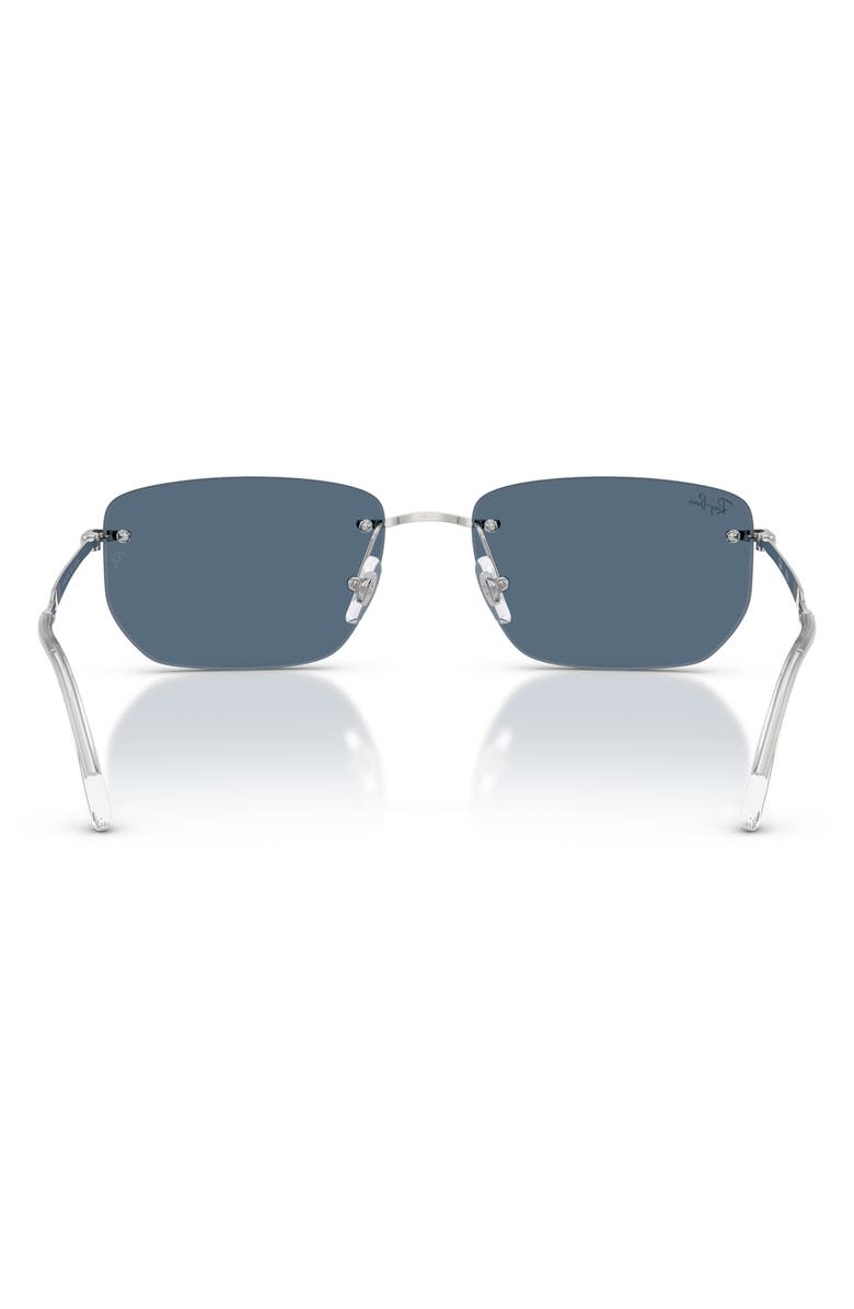 Ray-Ban 56mm Rimless Rectangular Sunglasses, Alternate, color, Silver / Dark Blue