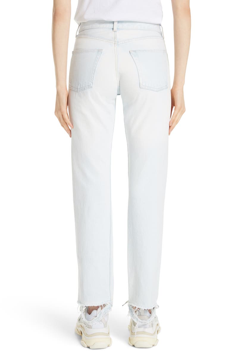 Balenciaga Destroyed Hem Straight Leg Jeans, Alternate, color,