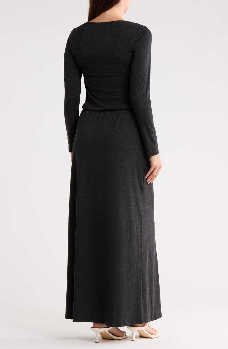 GO COUTURE Long Sleeve Tie Waist Maxi Dress, Alternate, color, Black