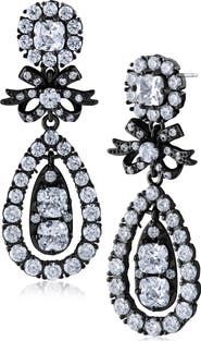 CZ by Kenneth Jay Lane Vintage Cubic Zirconia Bow Drop Earrings