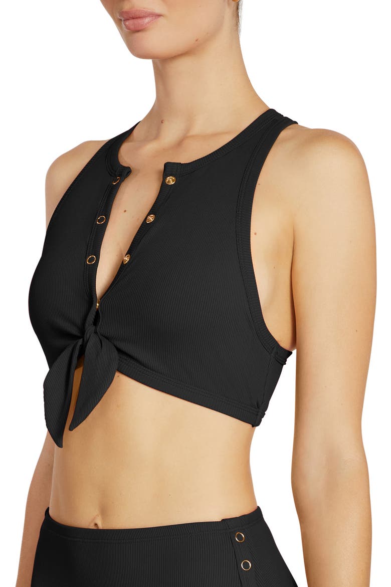 Amy Racerback Bikini Top, Alternate, color, LICORICE