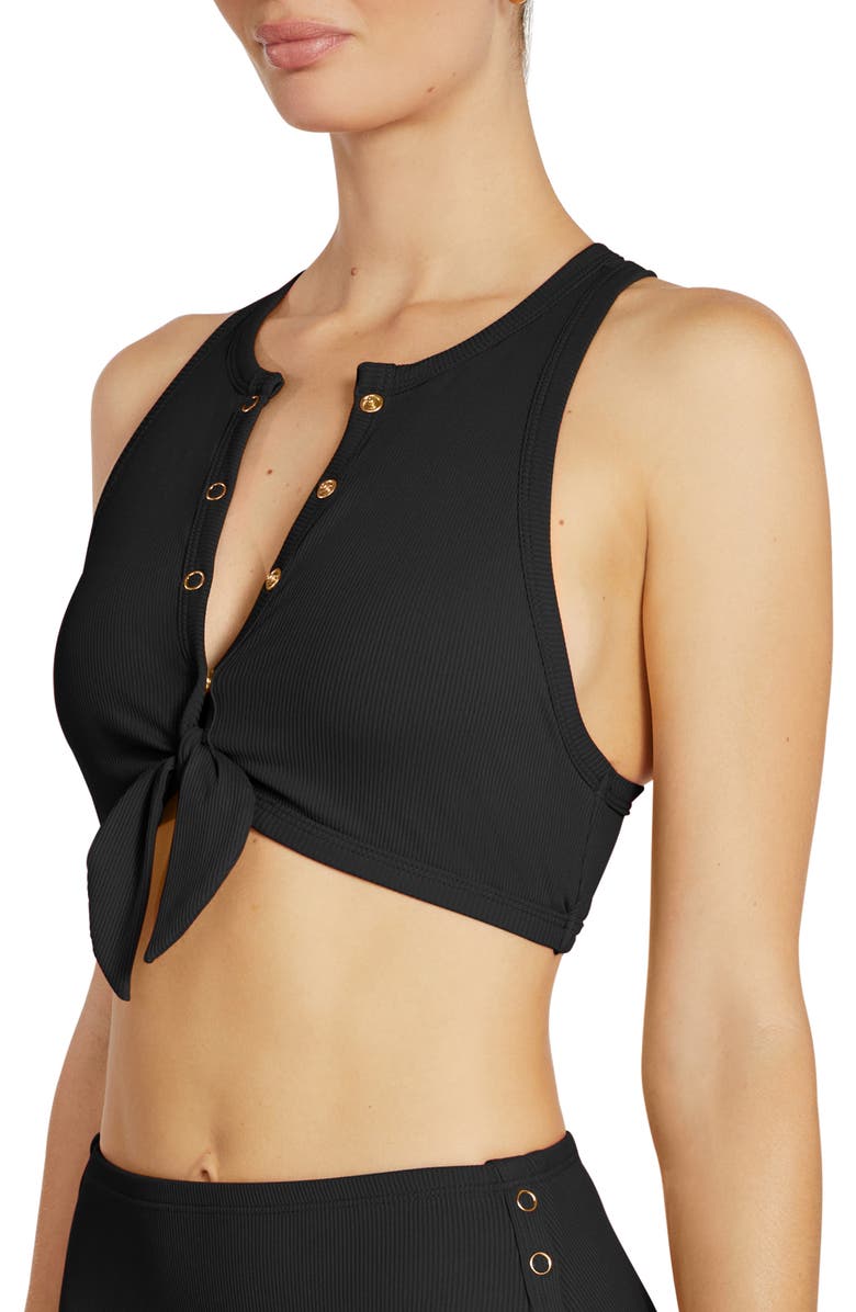 Robin Piccone Amy Racerback Bikini Top, Alternate, color, Licorice