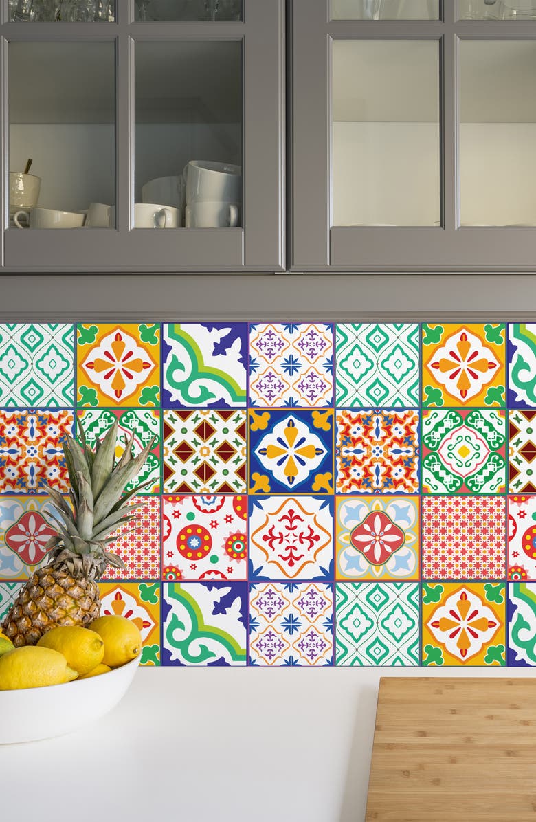WALPLUS Classic Mediterranean Wall Tiles - Pack of 4, Alternate, color,