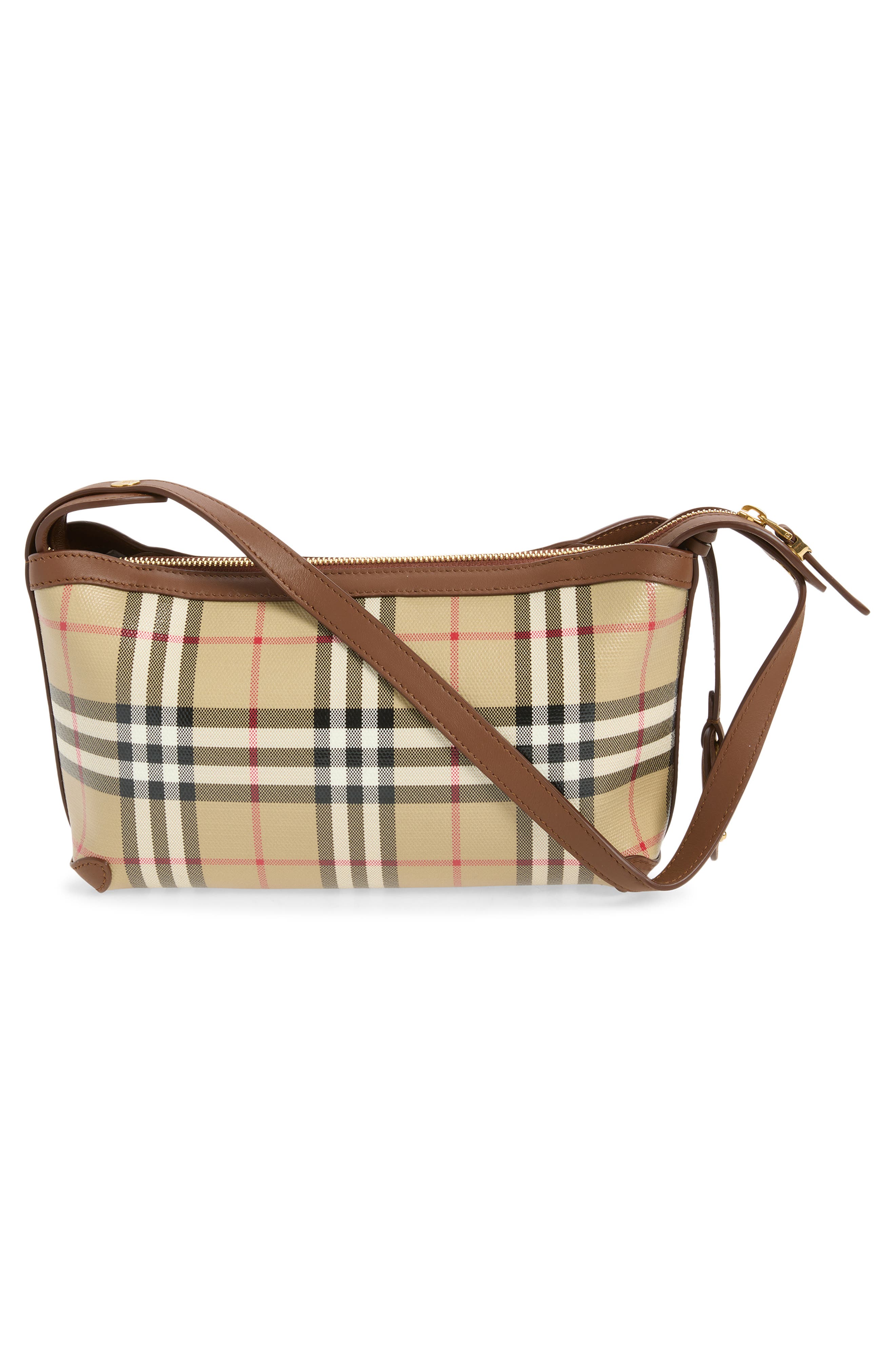 Mini Check Coated Canvas Shoulder Bag, Alternate, color, ARCHIVE BEIGE