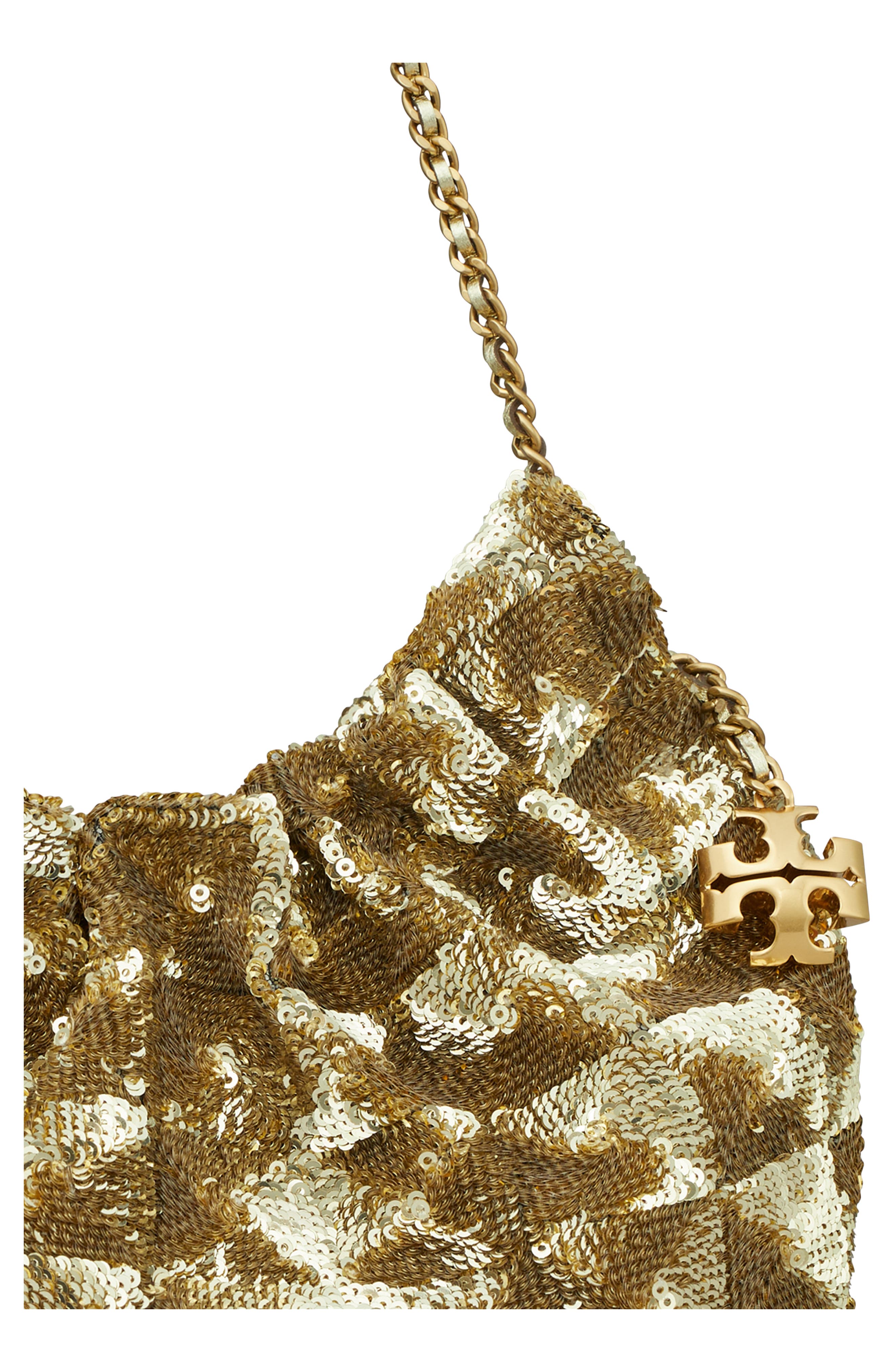 Tory Burch Mini Fleming Sequin Hobo Bag, Alternate, color, 