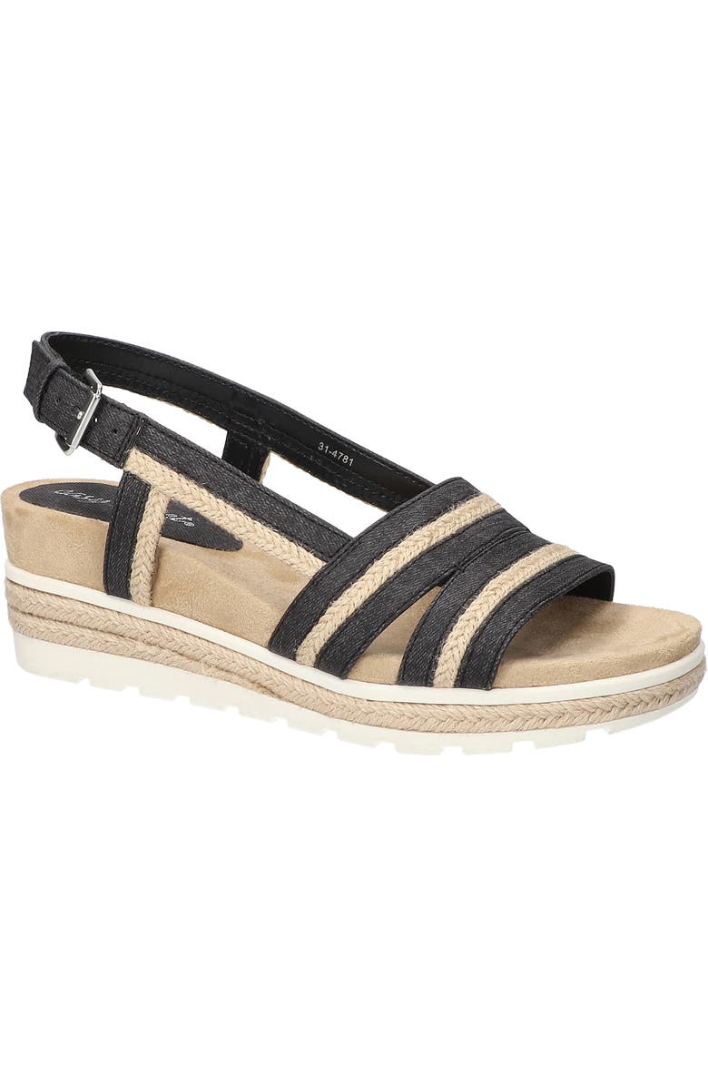 EASY STREET Mel Espadrille Slingback Platform Wedge Sandal, Main, color, Washed Black