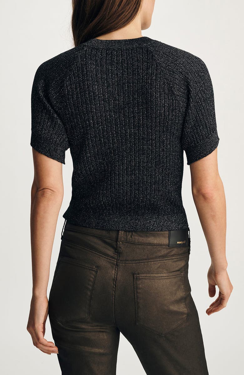 Mavi Jeans Metallic Short Sleeve Crop Sweater, Alternate, color, 