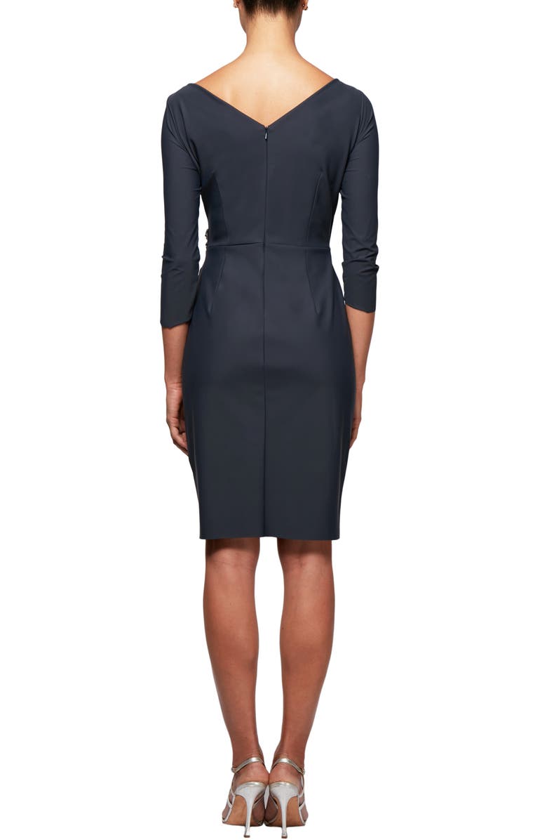 Alex Evenings Contour Collection Embellished Ruched Sheath Cocktail Dress, Alternate, color, Charcoal