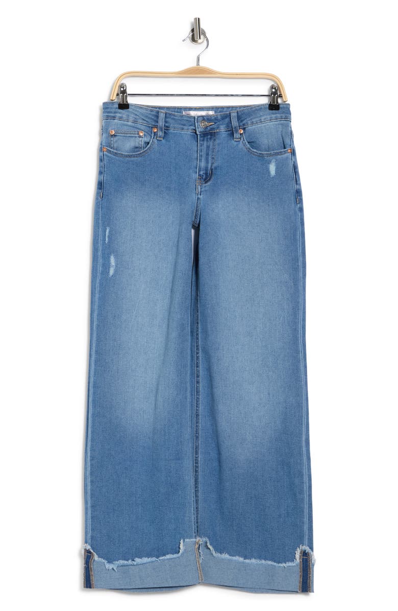 Madden Girl Cuffed Wide Leg Jeans, Main, color, Medium Wash