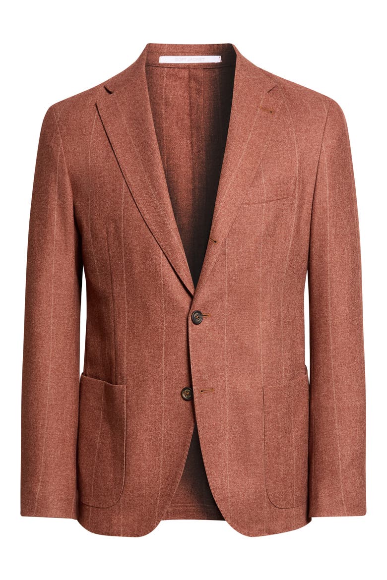 Slim Fit Pinstripe Wool & Cotton Blend Sport Coat, Alternate, color, 105 AMBER