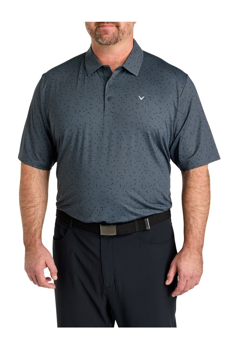 Big & Tall Chevron Gingham-Printed Performance Polo Shirt, Main, color, CAVIAR