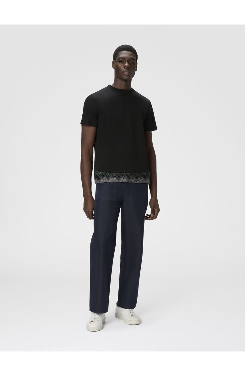 Missoni Short Sleeve T-shirt With Irregular Zigzag Insert, Alternate, color, Black