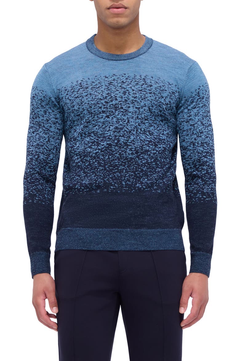 Pattern Crewneck Merino Wool Sweater, Main, color, AIR BLUE