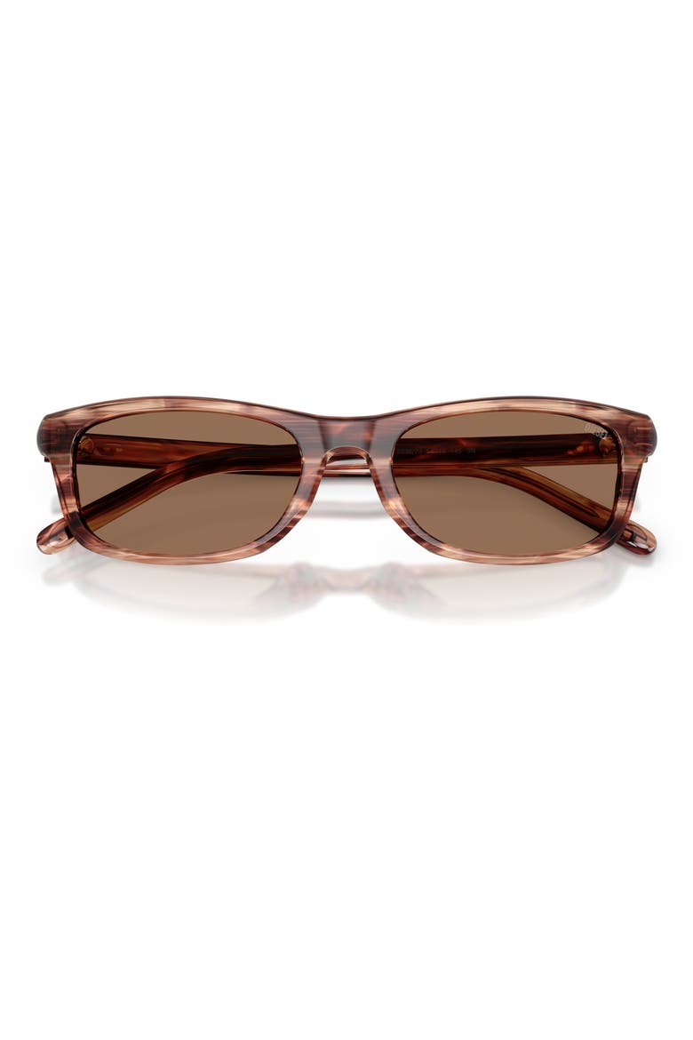 54mm Rectangular Sunglasses, Alternate, color, STRIATED BROWN / DARK BROWN
