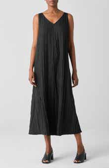Eileen Fisher Pleated Silk Midi Dress