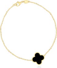 The Lovery Fine Jewelry Large Onyx Single Clover Bracelet
