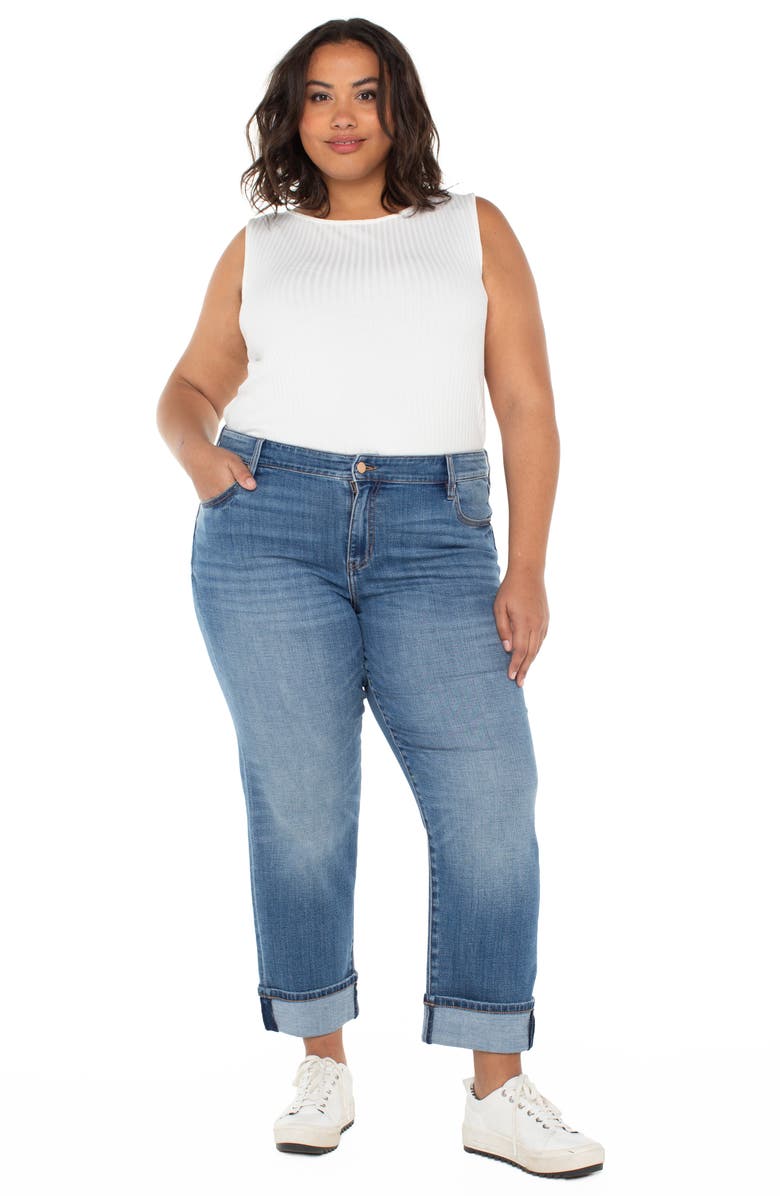 Liverpool Los Angeles Marley Cuffed Girlfriend Jeans, Alternate, color, Campus