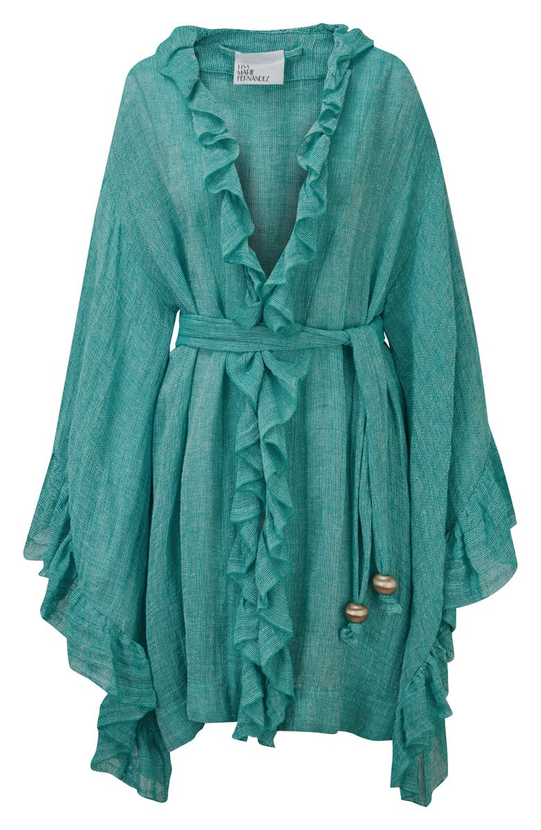 Lisa Marie Fernandez Anita Ruffle Linen-Blend Cover-Up Robe, Main, color,