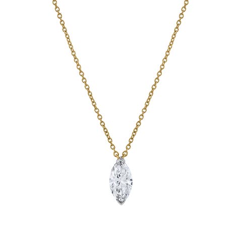Marquise Muse 14K Gold Lab Grown Diamond Necklace - 1 ct