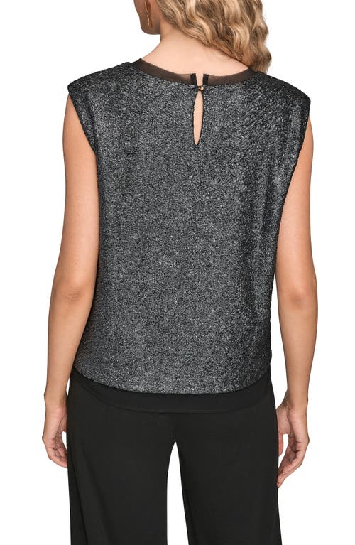 Donna Karan New York Metallic Sleeveless Top In Silver