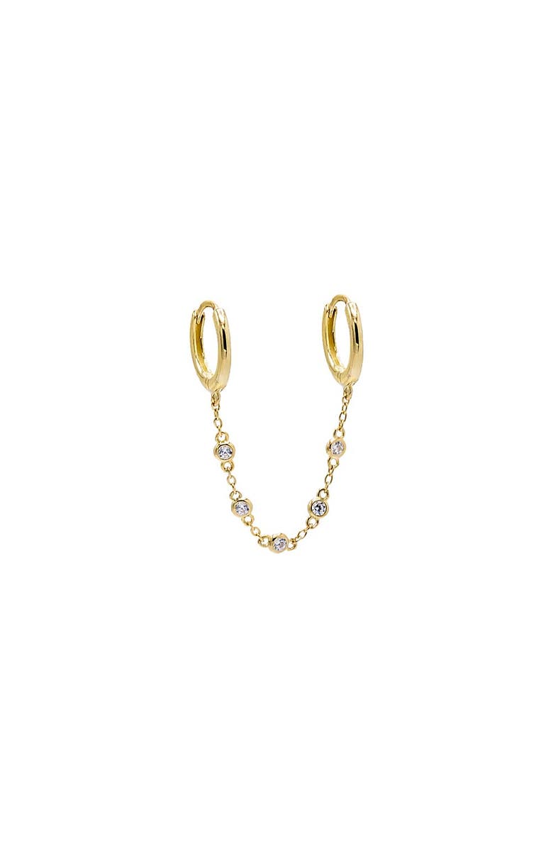 BY ADINA EDEN Bezel Chain Double Huggie Earring, Main, color, Gold