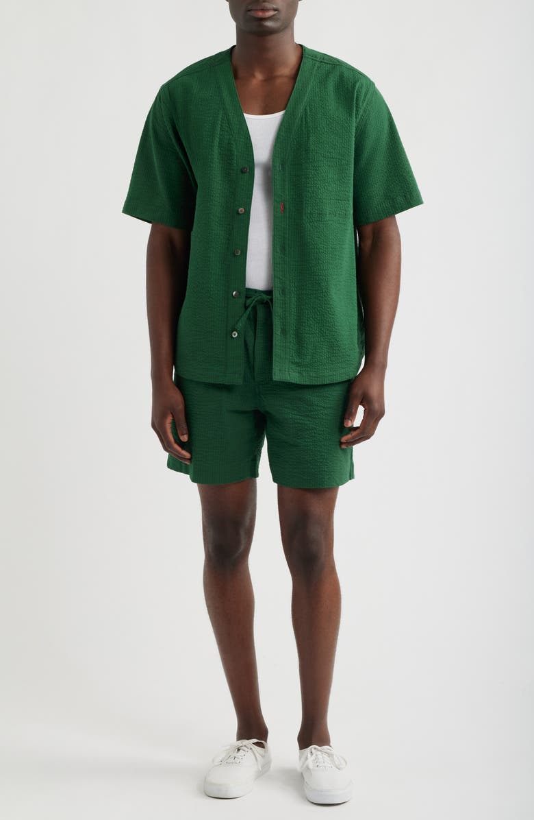 Imperfects Mr. Lynch's Benny Short Sleeve Seersucker Button-Up Jersey, Alternate, color, Irish Racing Green