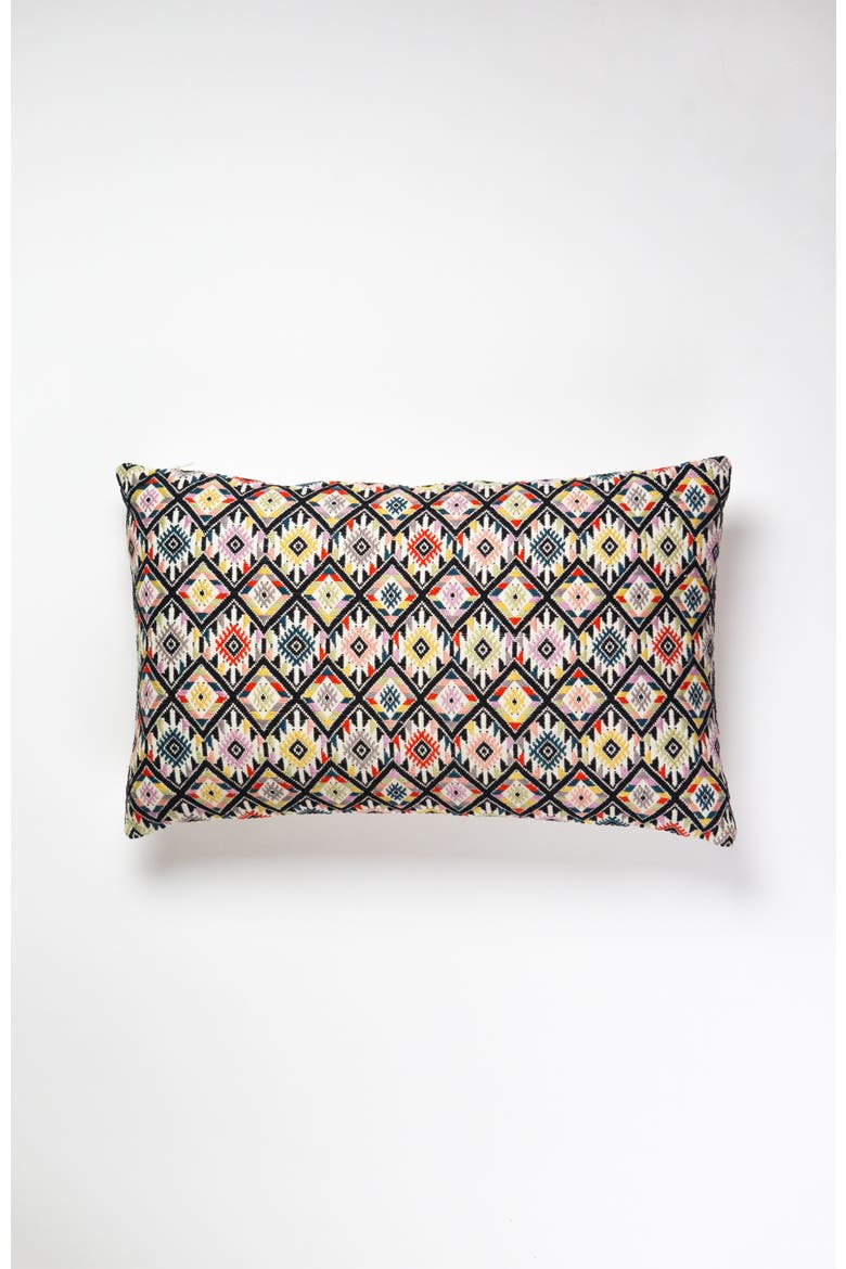 Nahuala Classic Yellow Handwoven Cotton Brocade Throw Pillow, Main, color, Multicolored