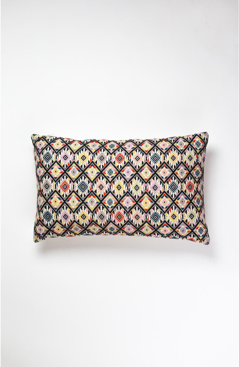 Archive New York Nahuala Classic Yellow Handwoven Cotton Brocade Throw Pillow, Main, color, Multicolored