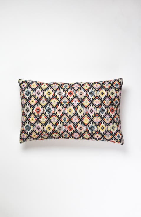 Nahuala Classic Yellow Handwoven Cotton Brocade Throw Pillow