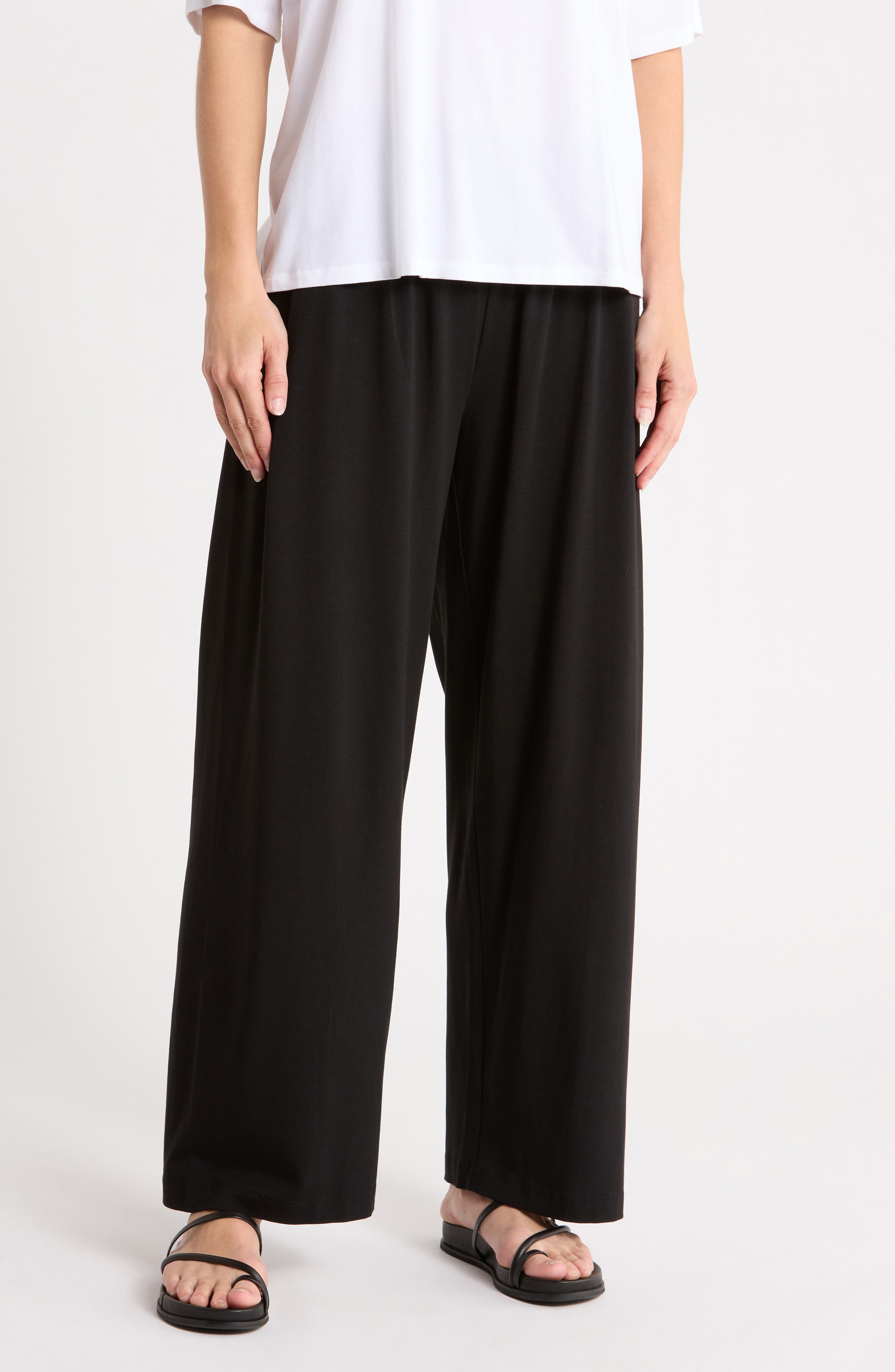 Pleated Straight Leg Ankle Pants