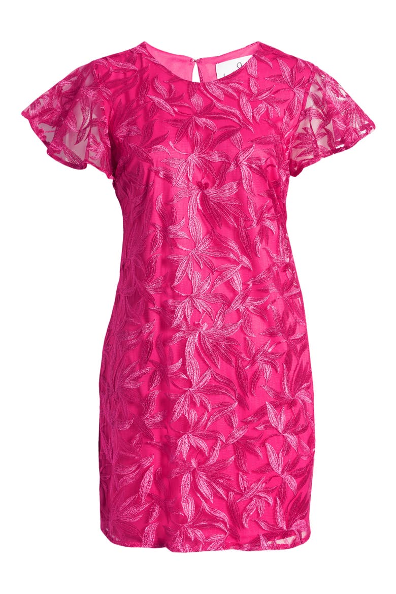Leafy Embroidered Sheath Dress, Alternate, color, PINK