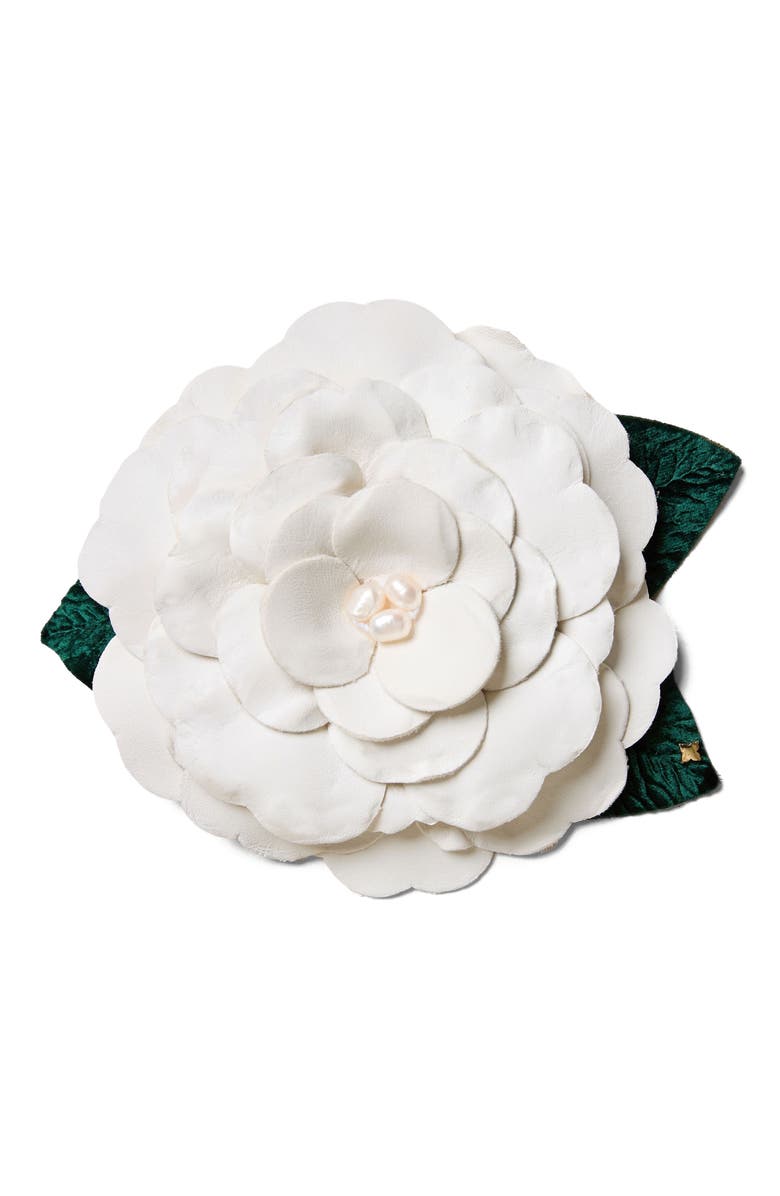 Helena Simon The Large White Gardenia Floral Brooch, Main, color, White