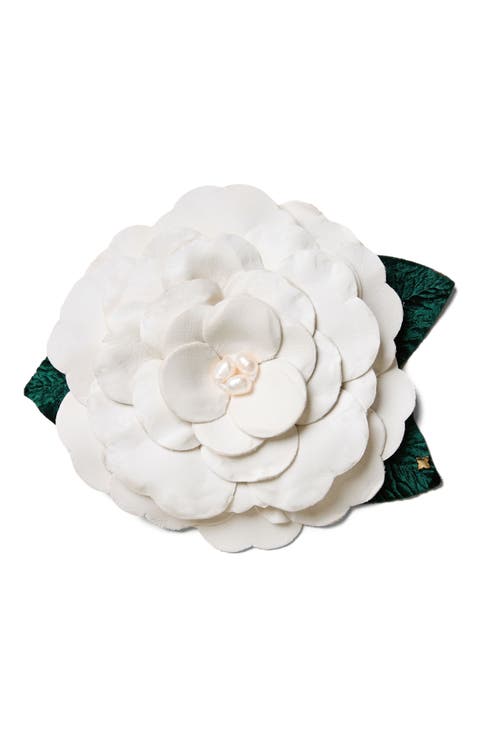 The Large White Gardenia Floral Brooch