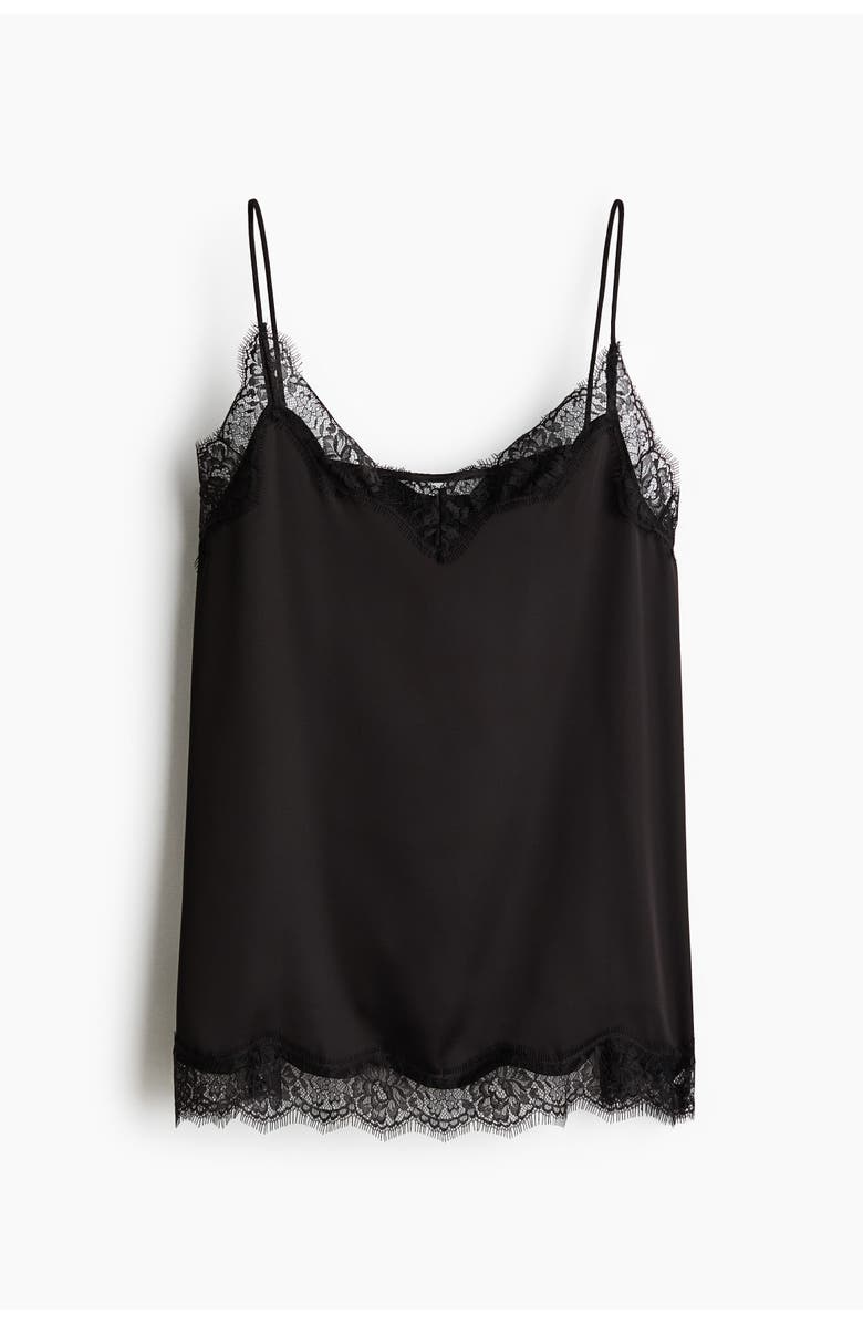 H&M Lace-trimmed Strappy Top, Main, color, 