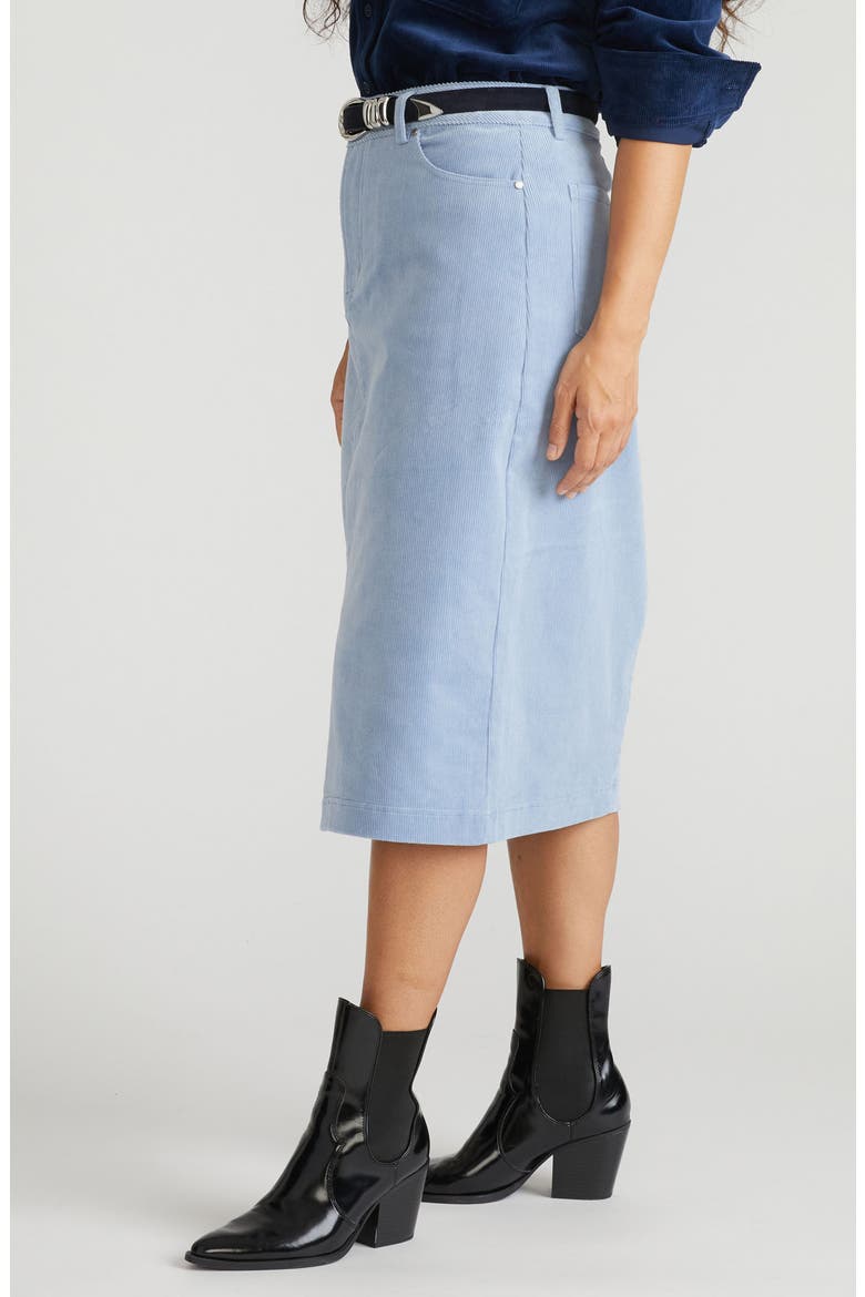Corduroy Midi Skirt, Alternate, color, WASHED RAIN