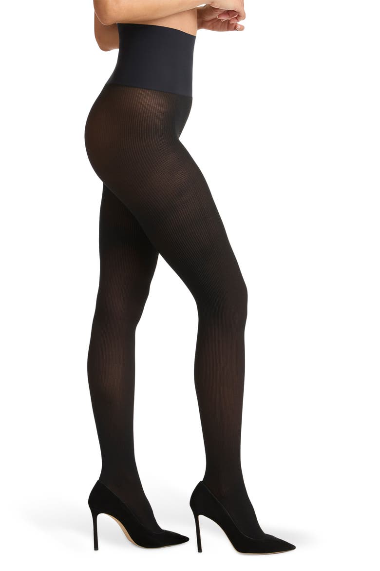 Rib Semisheer Tights, Main, color, BLACK
