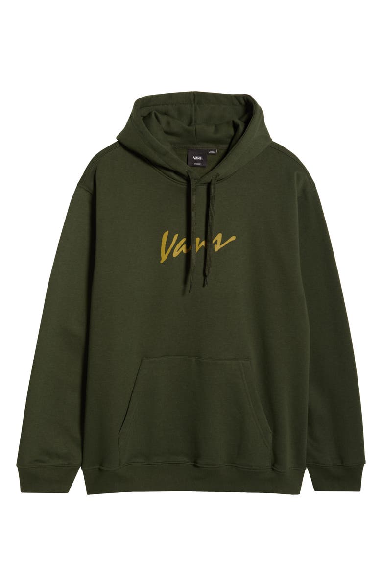 Vans Scripted Logo Cotton Blend Hoodie, Alternate, color, Dried Kelp
