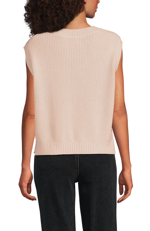 Lands' End Drifter Modern Cable V Neck Vest Sweater In White