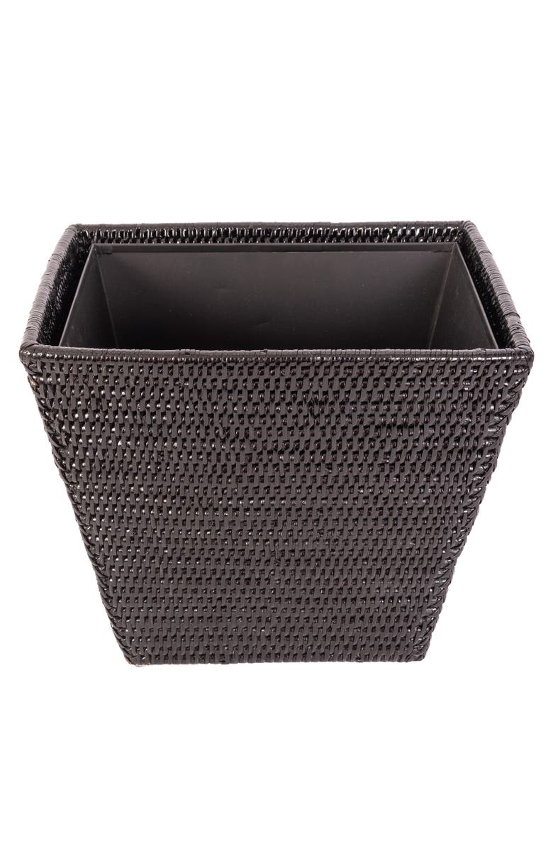 Artifacts Trading Company<sup>™</sup> Artifacts Rattan Rectangular Tapered Waste Basket with Metal Liner, Alternate, color, Tudor Black