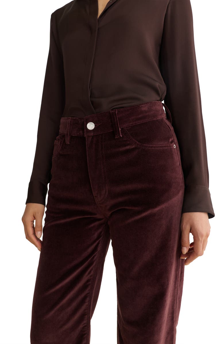 WARP+WEFT SAT '90s High Waist Relaxed Straight Leg Velvet Pants, Alternate, color, Oxblood