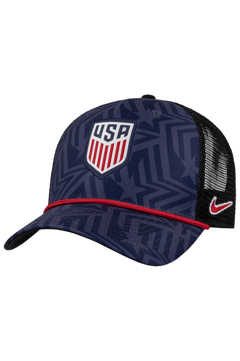 Men's Nike Navy USMNT Rise Rope Trucker A-Frame Adjustable Hat, Main, color, Navy