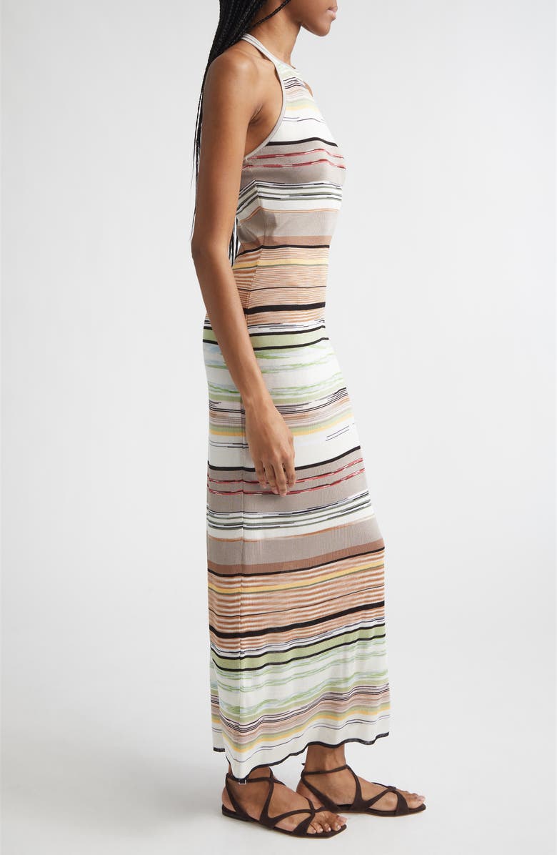 Missoni Flame Space Dye Stripe Knit Halter Neck Dress, Alternate, color, Green Brown Tones