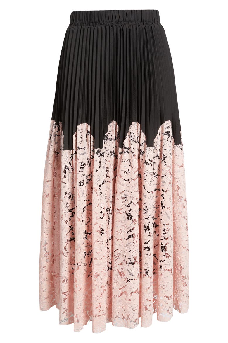 Madaleine Pleated Lace Skirt, Alternate, color, PINK
