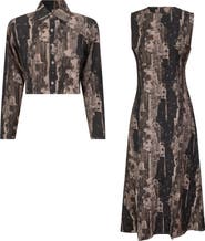 Club Malibu Linen Invisible Zipper Jumper & Button Front Cropped Blouse 2-Piece Set
