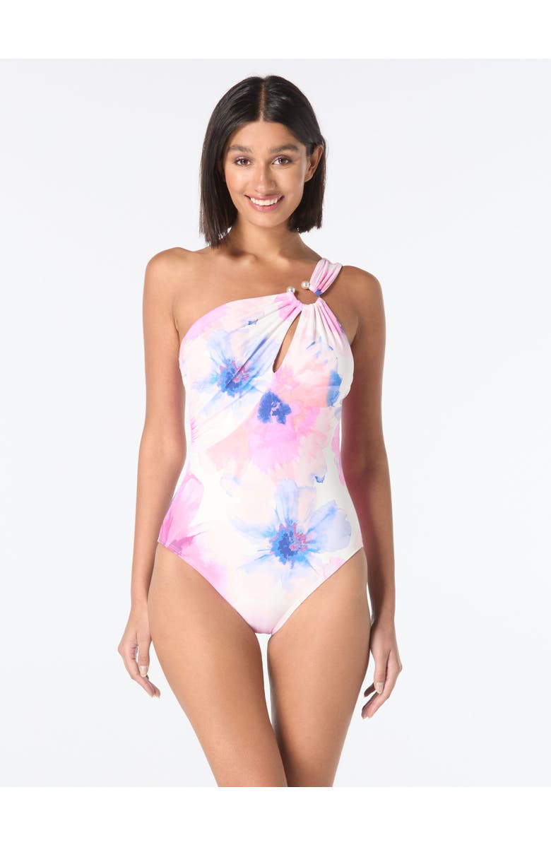 Carmen Marc Valvo Asymmetric One Shoulder One Piece, Alternate, color,