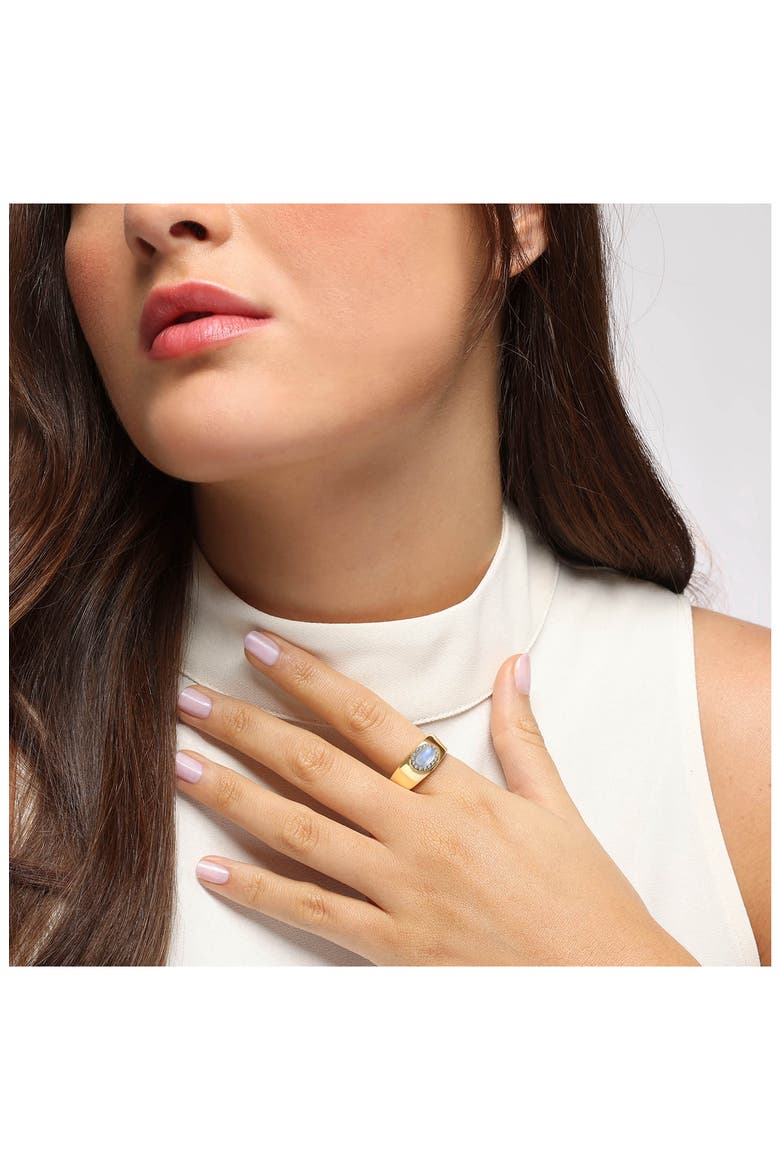 Heirloomed Oval Sapphire & Diamond Cigar Band Ring, Alternate, color, MOONSTONE